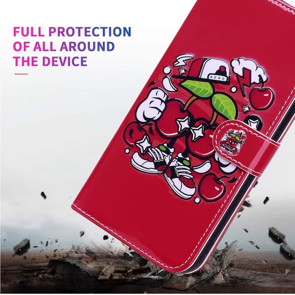 5for$10 Samsung Galaxy S10 Apples Cartoon Flip Wallet Leather Case 3 Card Slot - Picture 8 of 9